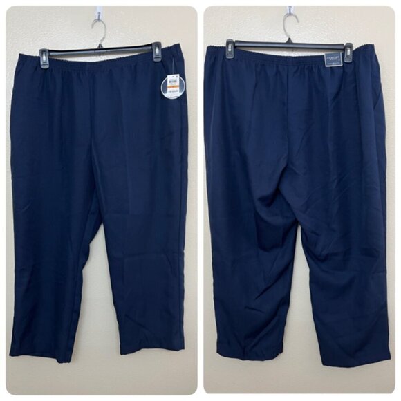 Karen Scott Women Plus Pull on Comfort Pants Stretch 3X Navy Elasticized Waist - Picture 2 of 8